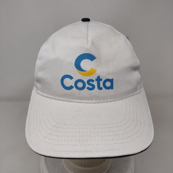 Costa Strapback Hat White One Size Adjustable Vented Holes 6 Panel Unique Europe - Picture 2 of 9